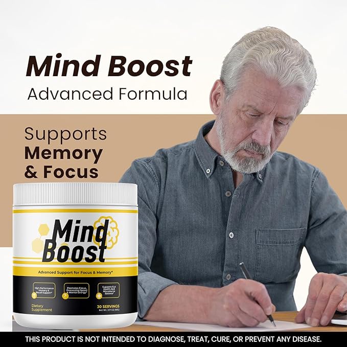 MindBoost Powder - Official Mind Boost Day Supplement Advanced Nootropic Premium Formula Natural Vitamins for Wellness - 1 Bottle for 1 Month