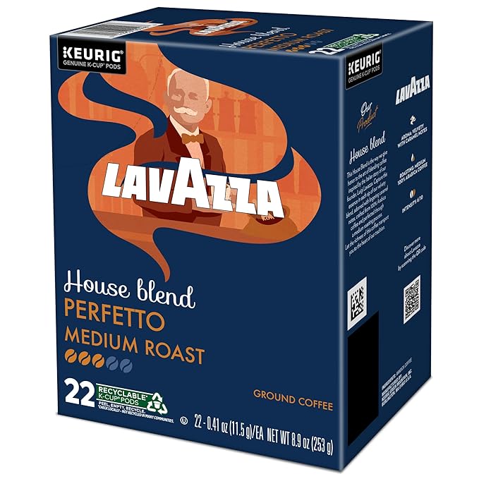 Lavazza House Blend Perfetto Single-Serve Keurig K-Cup Pods Medium Roast Coffee 88-Count Box (4 Packs of 22)