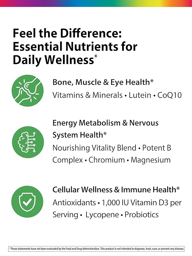 Rainbow Light - 50+ Mini-Tablet Food-Based Multivitamin - Age-defense Formula Probiotic and Antioxidant Formula Vitamins and Minerals Support Immune Heart Skin Eye Bone and Prostate - 180 Tablets