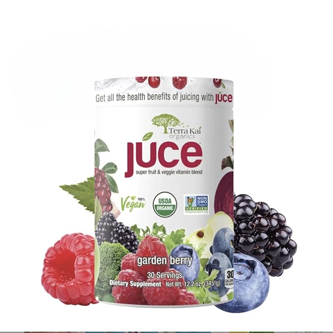 Terra-Kai Organics Juce Super Fruit and Veggie Blend Drink 12.2-Ounce Garden Berry 30 Servings (pack 1)