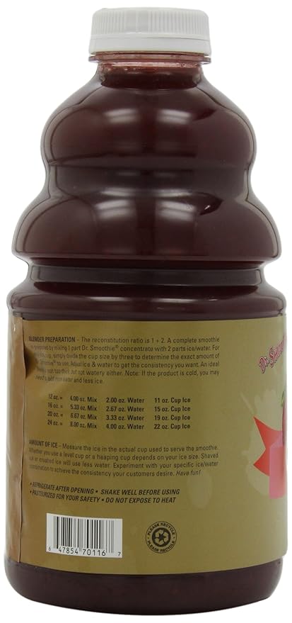 Dr. Smoothie Strawberry Classic Blend Smoothie Bottles 46-Ounce