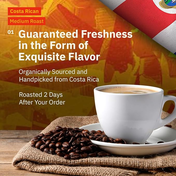 Costa Rican Ground Coffee Medium Roast - 2LB Single Origin Arabica Coffee Beans from Alajuela Specialty Grade Fair Trade &amp Non-GMO Sweet and Fruity Notes - Freshly Roasted To Order By Kochere