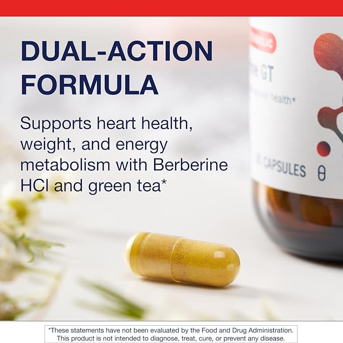 Metagenics Berberine GT - Berberine Supplement 500 mg - Supports Heart Health Healthy Cholesterol Triglyceride &amp Carbohydrate Metabolism - Non-GMO Gluten-Free Vegetarian - 60 Capsules