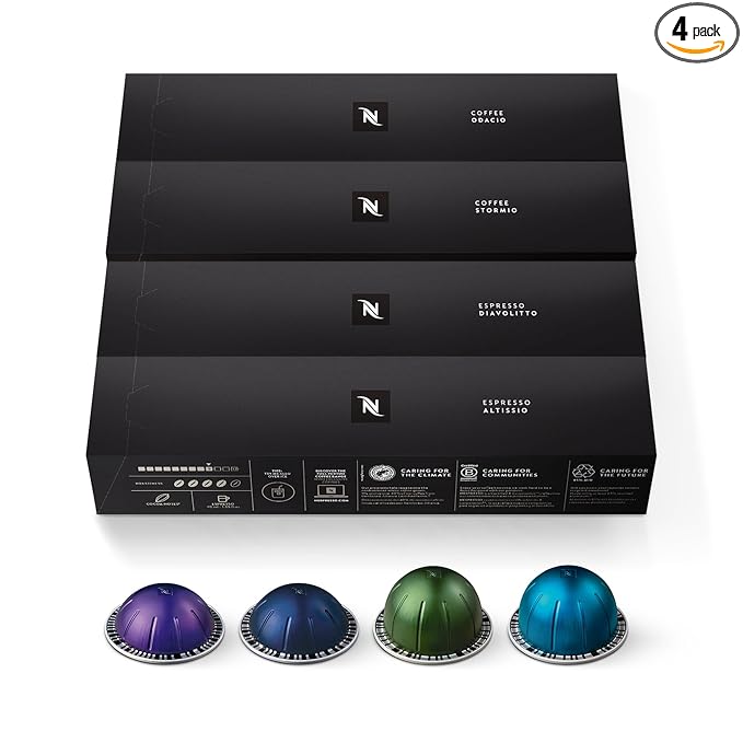 Nespresso Capsules Vertuo Intense Variety Pack Dark Roast Coffee 40-Count Coffee &amp Espresso Pods Brews 7.8oz. and 1.35oz.