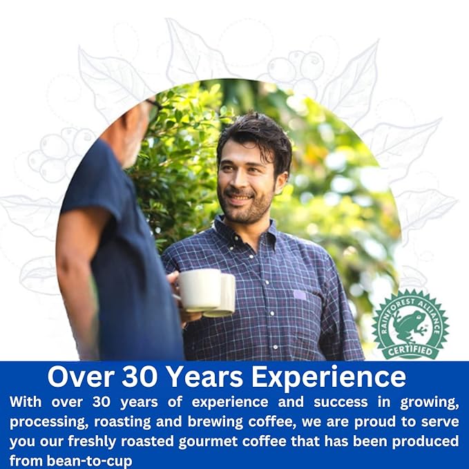 Cafe Blue - 100% Authentic Jamaica Blue Mountain Coffee (8 oz) Small Batch Roasted Whole Beans JACRA Certified Freshly Processed Jamaican Coffee Beans
