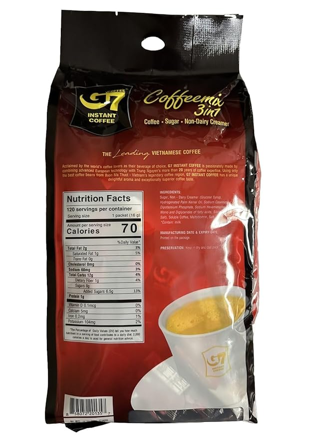 G7 Instant Coffee 3-In-1 Trung Nguyen - 120 packs - .56oz/pack