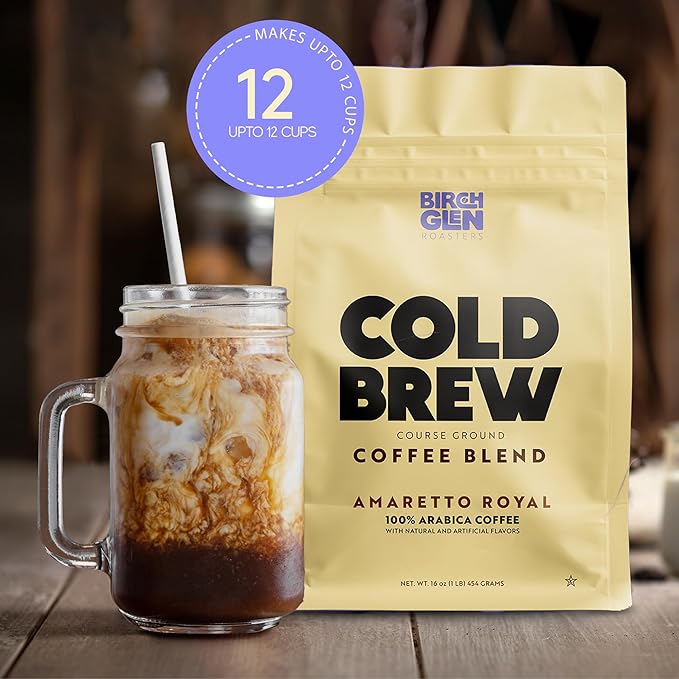 1 lb Dark Roast Cold Brew Coffee Blend Coarse Ground Colombian - Birch Glen Roasters - 16 oz Resealable Bag
