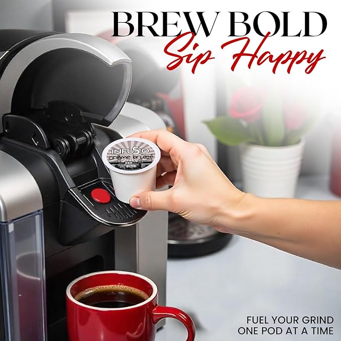 InfuSio Coffee Pods 96 Count Crème Brulee Medium Roast Single Serve Coffee Pods for Keurig K Cups Brewers - InfuSio Premium Roasted Keurig 2.0 Compatible