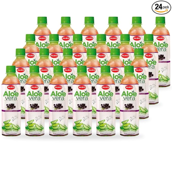 ALEO 0.5L Premium Acai berry Aloe Vera Drink - Natural No Preservatives No Artificial Colors Superior Taste Award 2025