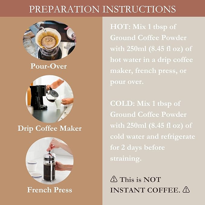 Premium Blend USDA Certified Organic Ground Mushroom Coffee - No Sugars or Sweeteners Lion's Mane Chaga Cordyceps and more - Nootropic Concentration blend for sharper focus memory and immunity