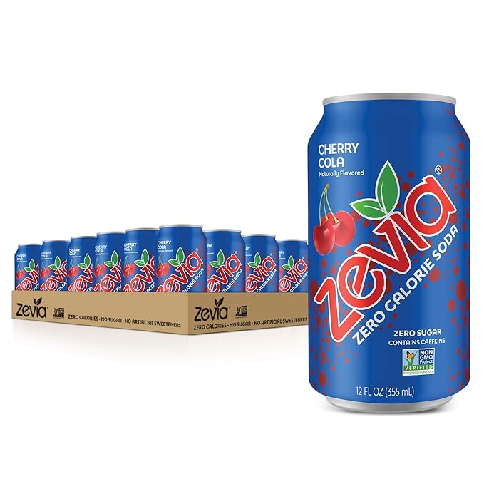 Zevia Zero Calorie Soda Cherry Cola Naturally Sweetened Soda (24) 12 Ounce Cans Cherry Cola-flavored Carbonated Soda &amp Zero Calorie Energy Drink Variety Pack 12 Ounce (Pack of 12)