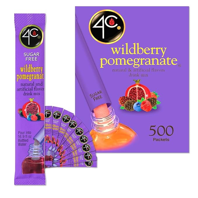 4C Powder Drink Stix Wildberry Pomegranate 500 Count Bulk Buy Singles Stix On the Go Refreshing Water Flavorings Value Pack