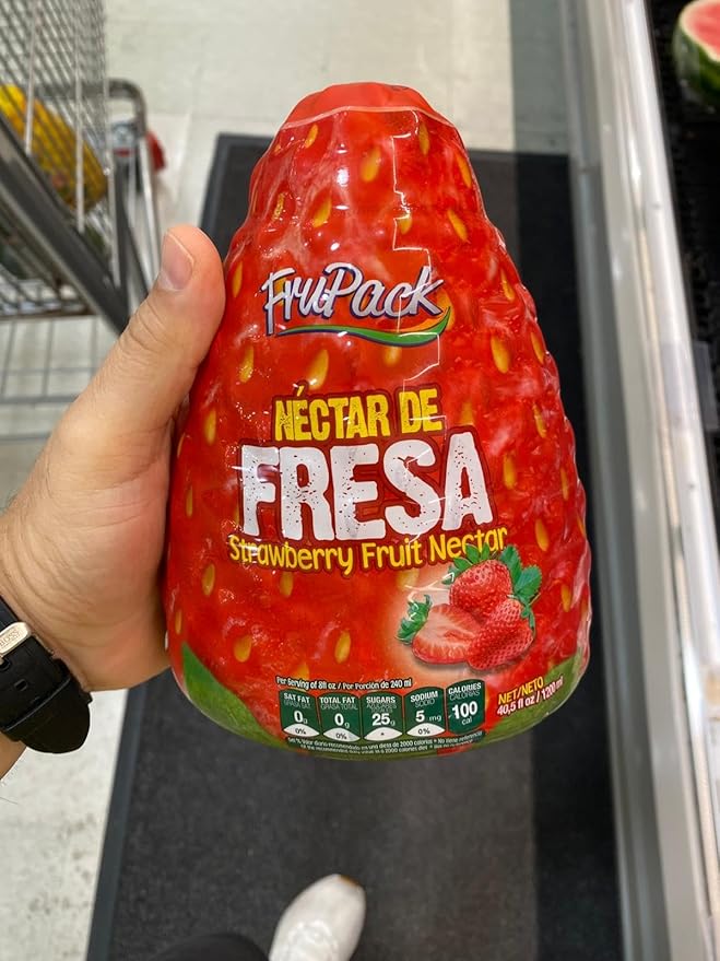 Strawberry Fruit Nectar – 40.5 fl oz / 1200 ml Family‑Size Bottle Real Strawberry Flavor Refreshing Fruit Beverage No Fat Vitamin C Source Ready‑to‑Drink Strawberry Nectar- Nectar de Fresa frupack