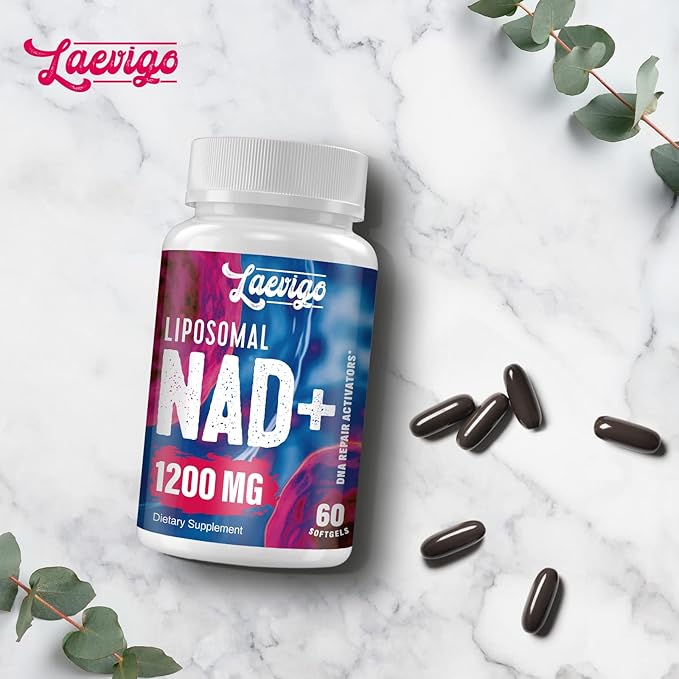 Liposomal NAD+ Supplement 1200mg High Absorption Cellular Energy &amp Mitochondrial Support NAD Plus for Longevity &amp Vitality Anti-Aging Formula 60 Softgels