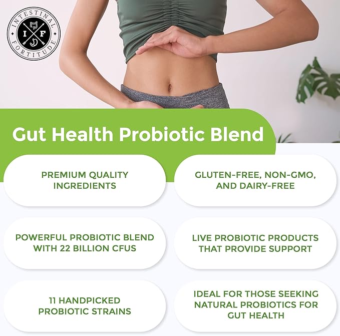 Intestinal Fortitude PRO-B11 Probiotics for Men and Women - 22 Billion CFU Daily Probiotic Supplement for Gut Health - Digestive Health Immune Support - Gluten Free Dairy Free (30 Capsules)