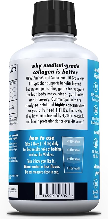 HEALTH DIRECT – AminoSculpt Liquid Collagen Micropeptides – 28 FL Oz – 28 Servings – 10 Grams of Premium Medical-Grade Liquid Collagen for Women – Strawberry Banana