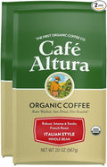 Cafe Altura Whole Bean Organic Coffee Italian Style 20 oz Bag (Pack Of 2)