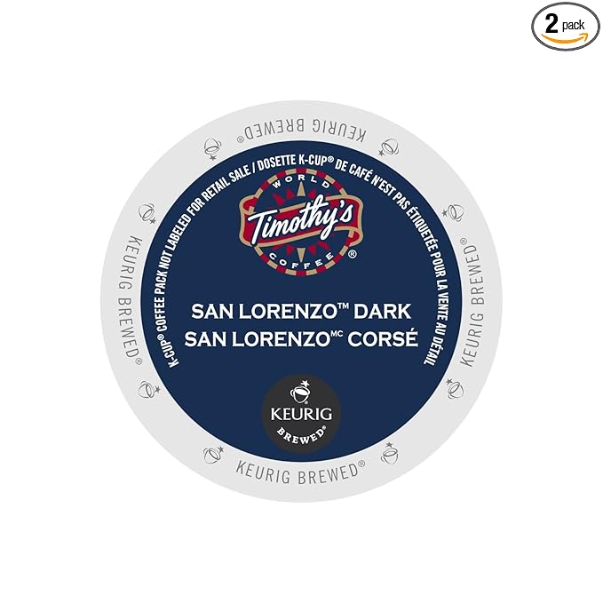 Timothy's World Coffee San Lorenzo Dark K-Cup Portion Pack for Keurig K-Cup Brewers 24-Count (Pack of 2)