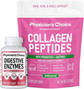 Physician's CHOICE - Full Gut Health Bundle: Collagen Peptides Powder + Digestive Enzymes 60ct for Digestive Comfort Workout Recovery &amp Skin Nails and Joint Support
