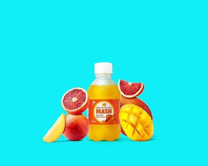 Boylan Bottling MASH Great Tasting Blood Orange Ripe Mango – Lightly Carbonated Fruit Drink - Low Calorie &amp No Sugar - Made With All Natural Pure Cane Sugar- 12 Count