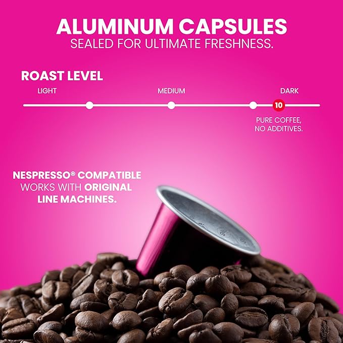 GILA Café Master Blend Aluminum Coffee Capsules – Dark Roast Espresso Pods Compatible with Nespresso Original Machines – Mexican Arabica Blend with Chocolate &amp Vanilla Notes 60 Count