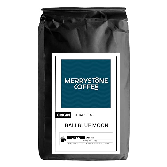 Merrystone Coffee Organic Bali Blue Moon Medium-Dark Roast Roasted to Order 12 lb Ground (Coarse)