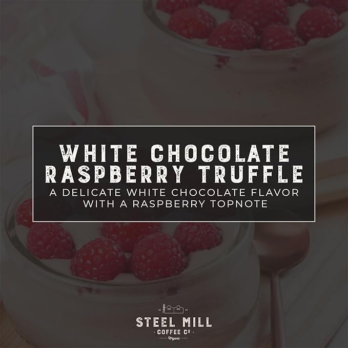 Steel Mill Coffee Co. White Chocolate Raspberry Truffle Flavored Coffee - 2 LB Ground Medium Roast 100% Arabica Vegan Gluten-Free Sugar-Free