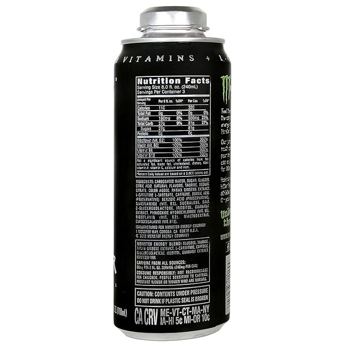 Monster Energy 24 ounce cans with Resealable Lids (Mega Monster 12 Cans)