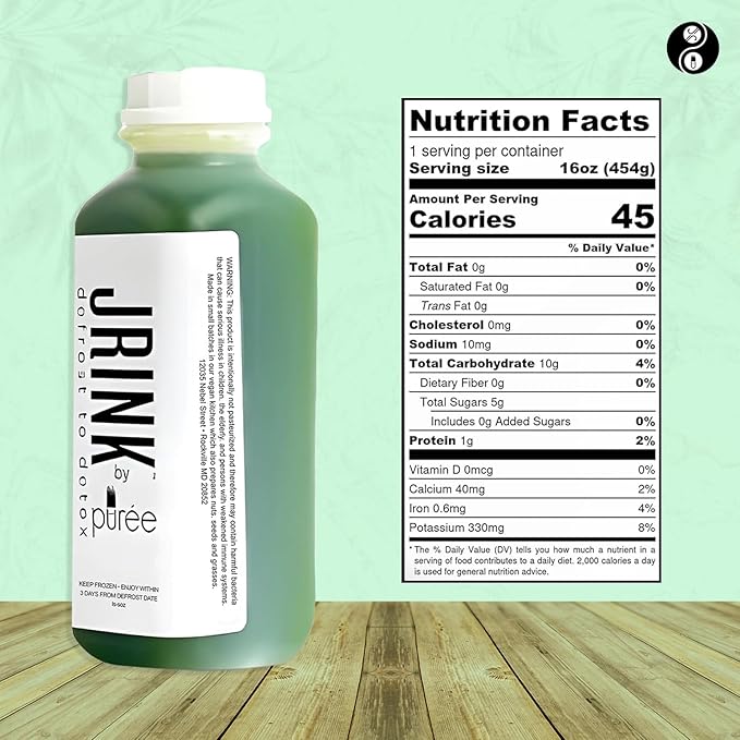 JRINK by Purée Organic Cucumber Juice Cold Pressed Detox Drink Healthy Cleanse with No Preservatives Fresh Raw Juice in HDPE Bottles Organic Fruit and Vegetable Cleanse Beverage 16oz Pack of 12