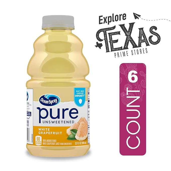 Ocean Spray - Lavinia Bundle: 6- Pack White Grapefruit Unsweetened 100% Pure Juice 32 Fl oz Plastic Bottles + 1 Utility Prop