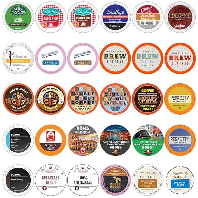 Crazy Cups Variety Pack Sampler Assorted Single Serve Coffee Pods Premium Coffee 30 Count