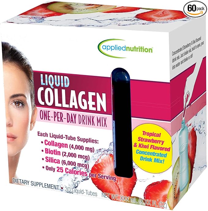 Applied Nutrition Liquid Collagen Drink Mix 4000 mg. 30 Tubes (2 Pack)