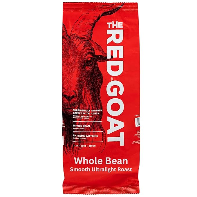 The Red Goat Whole Bean Strong Coffee | Extreme-Caffeine | Strongest on the Market | Delicious Smooth &amp Strong Flavor | [16 OZ] Roasted