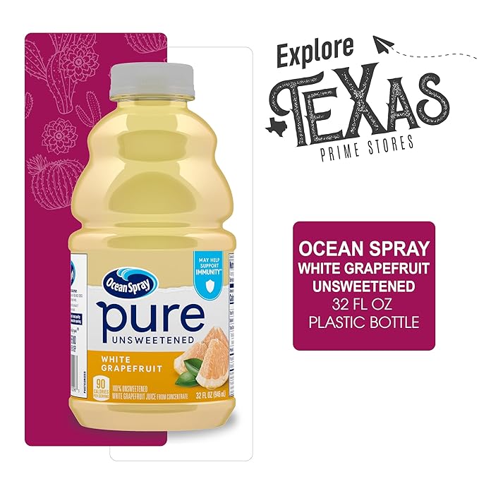 Ocean Spray - Lavinia Bundle: 6- Pack White Grapefruit Unsweetened 100% Pure Juice 32 Fl oz Plastic Bottles + 1 Utility Prop