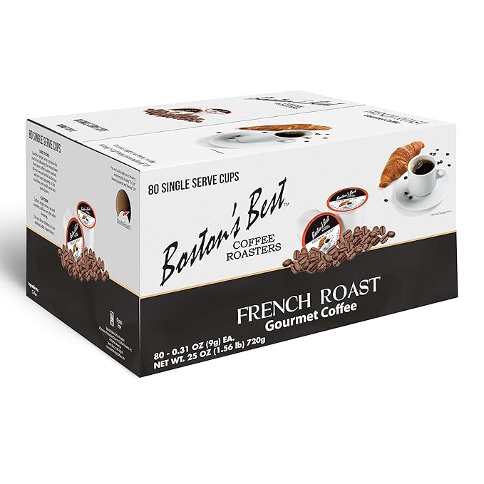 Boston’s Best - Rich &amp Bold French Roast Gourmet Delectable Dark Roast Coffee Compatible with Keurig Coffee Maker - 1 Count (80 Single Serve Cups)