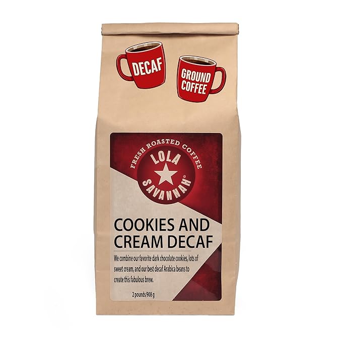 Lola Savannah Cookies and Cream Ground Decaf Coffee 2lb - Light Roast 100% Arabica