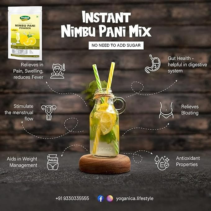 YESHVI NATURAL Lemon &amp Spicy Guava Instant Drink Powder Combo Pack 200gm (2 Packets of 100gm each)