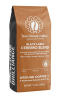 Neobean Black Label Cerebro Blend 12 oz Bag - Freshly Roasted Specialty Coffee with 8 Adaptogen Mushrooms &amp MCT Oil - Mushroom Coffee