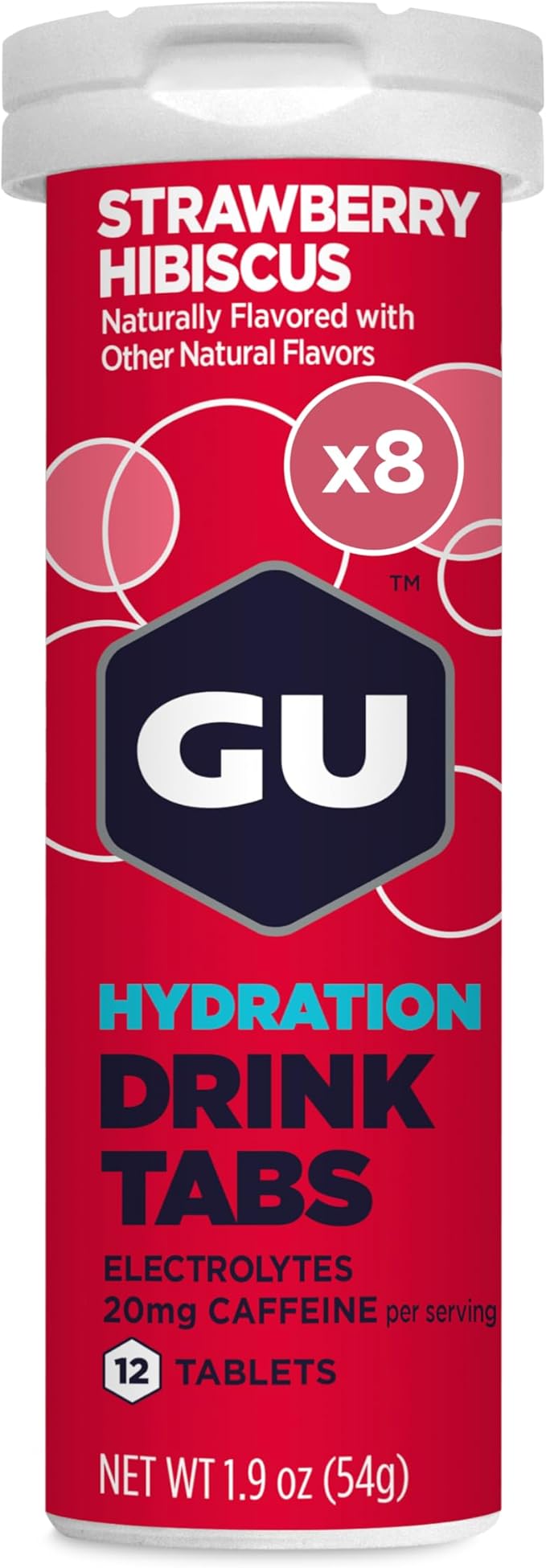 GU Energy Hydration Electrolyte Drink Tablets Enhanced Endurance Sports Drink for Running Cycling Triathlon Strawberry Hibiscus 96 Servings