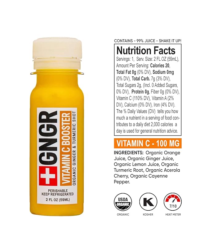 GNGR 24 Shots Variety Pack of Organic Cold-Pressed Ginger Shots – 4 Target Formulas with Peruvian Ginger High-Absorption Turmeric &amp Vitamin C for Immunity Digestion &amp Detox – 2 fl oz (Pack