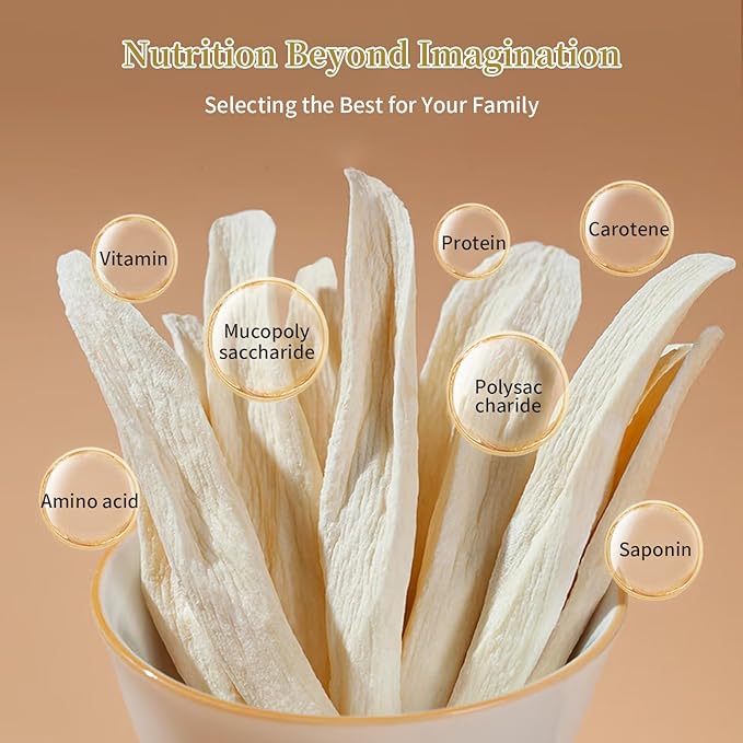 Baihuatang Natural Chinese Dried Yam Root Slice 200g/7.05 oz Huai Shan Yao Iron Stick Yam Shanyao Large Pieces Sulfur Free Natural Porridge and Soup Ingredients 铁棍山药 山药干 山药片 煮粥煲汤