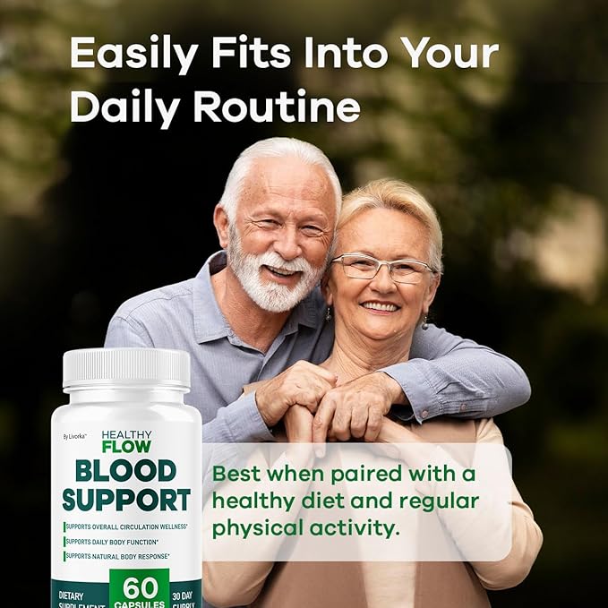 Healthy Flow Blood Support - HealthyFlow Support Supplement Capsules Daily Premium Advanced Formula Pills - Maximum Strength Vitamins for Overall Health &amp Wellness 60 Capsules for 1 Month