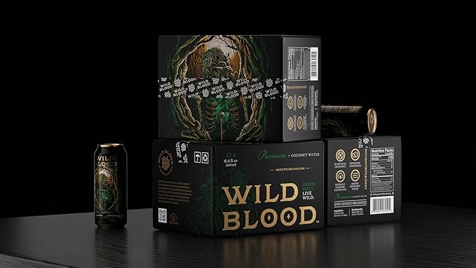 Wild Blood: Premium Coconut Water - Natural Electrolyte and Energy Drink | 16.6 fl oz (Pack of 12)