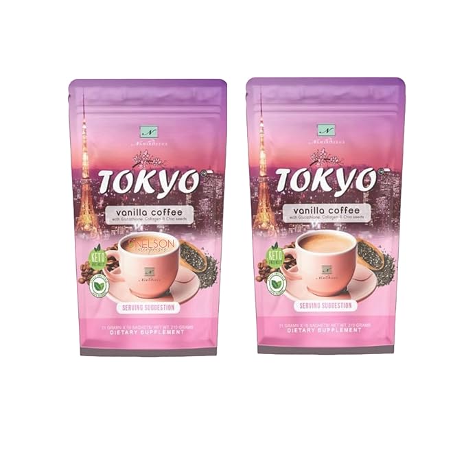 20 Sachets Nami-roseus Tokyo Vanilla Coffee Mix with Glutathione Collagen &amp Chia Seeds