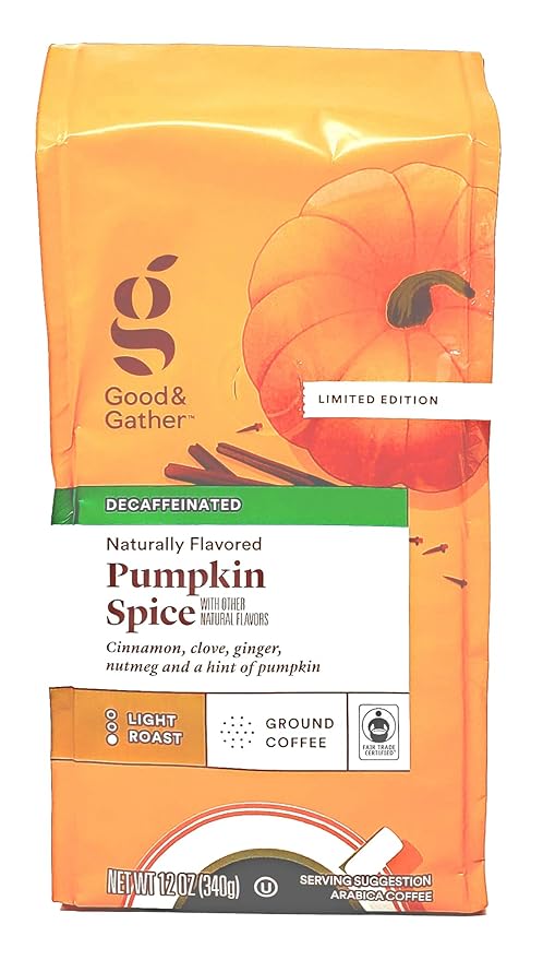 Good &amp Gather Decaffeinated Pumpkin Spice Ground Coffee - Pack of 3 Bags - 36 oz Total - 12 oz Per Bag - Limited Edition Good &amp Gather Coffee