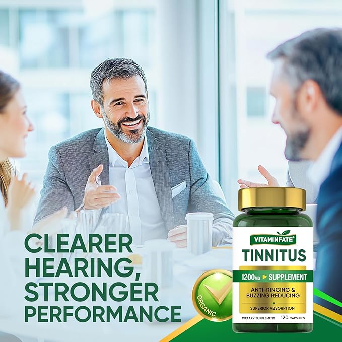 Tinnitus Relief for Ringing Ears Supplement 1200mg - 120 Capsules | Supports Ear Health and Reduces Tinnitus Symptoms