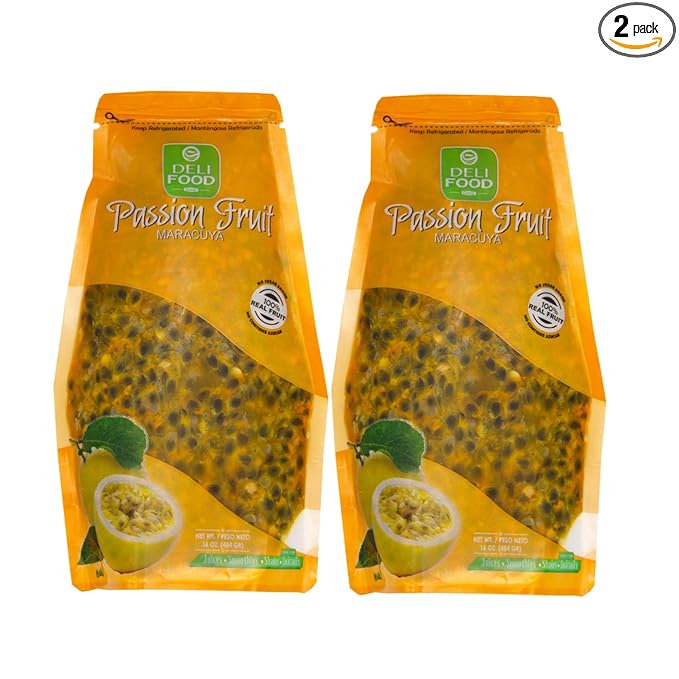 Passion Fruit pulp 100% Fruit No added sugar Maracuya real fruit for drinks juices cocktails desserts sauces and nutrient rich smoothies Pack of 2 Total 32oz