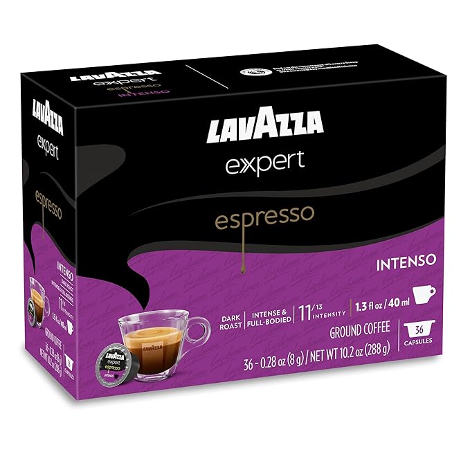 Lavazza Expert Espresso Intenso Capsules Dark Roast Arabica and Robusta Blend Compatible with Lavazza Classy Machines (36 Capsules)