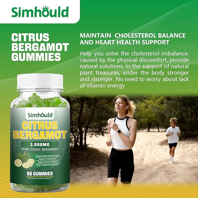 2 Pack Citrus Bergamot Gummies -3000MG Citrus Bergamot Extract Cholesterol Lowering Supplement for lmmune Support Healthy Anti-Aging Hight Cholesterol Vegan Gummy 120 Counts Lime Flavor