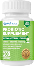 WELMATE Bifidobacterium - Probiotic Supplement - Supports Gut Health - Immune Support - Digestive Enzymes - Gluten Free - Vegan - Men &amp Womens Probiotic - Value Size - 200 Count